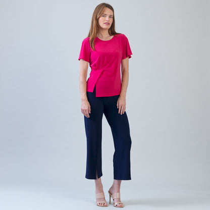 Flounce Sleeve Stitch Overlay Top - Hot Pink | Clara Sunwoo Customer Favorite