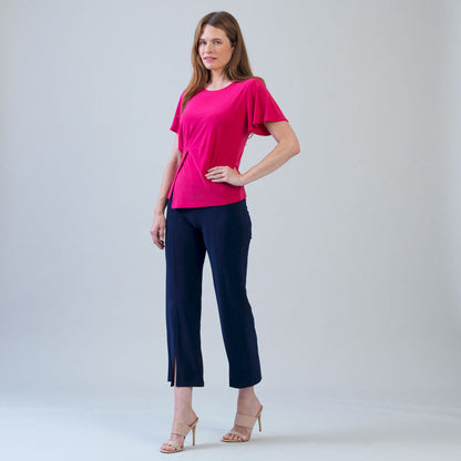 Flounce Sleeve Stitch Overlay Top - Hot Pink | Clara Sunwoo Customer Favorite