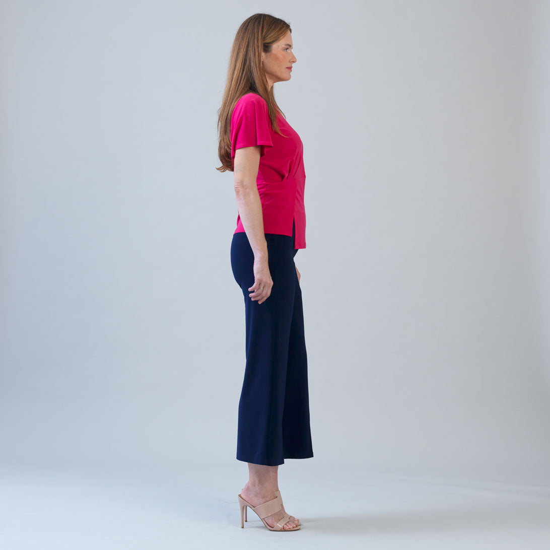 Flounce Sleeve Stitch Overlay Top - Hot Pink | Clara Sunwoo Customer Favorite