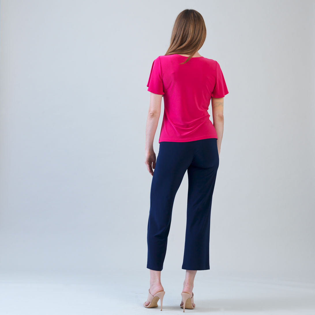 Flounce Sleeve Stitch Overlay Top - Hot Pink | Clara Sunwoo Customer Favorite