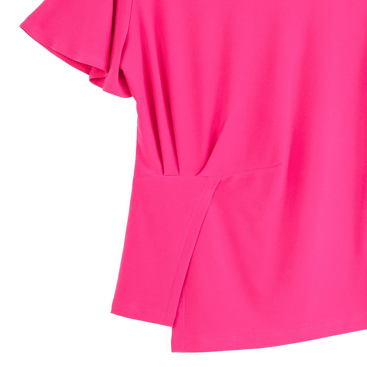 Flounce Sleeve Stitch Overlay Top - Hot Pink | Clara Sunwoo Customer Favorite
