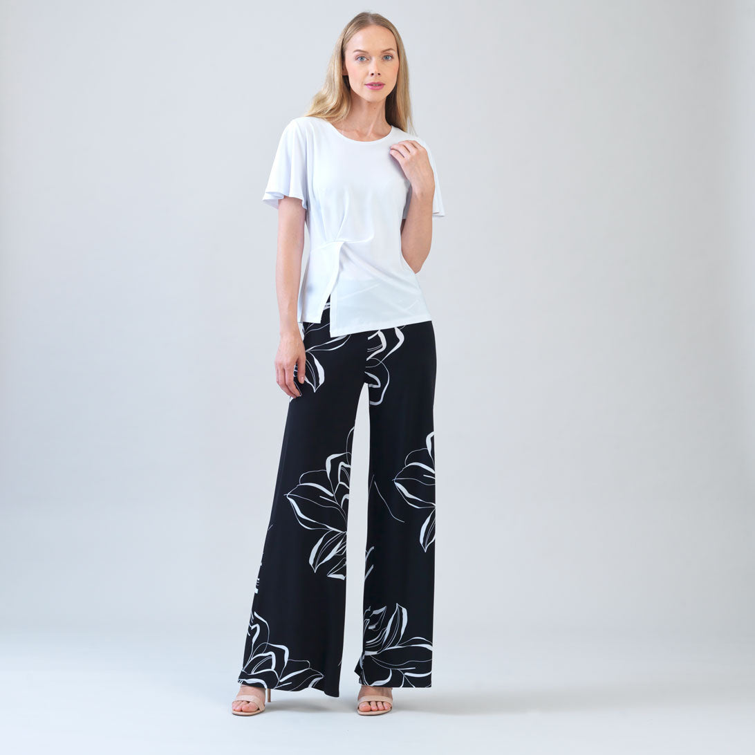Flounce Sleeve Stitch Overlay Top - White | Clara Sunwoo Featured