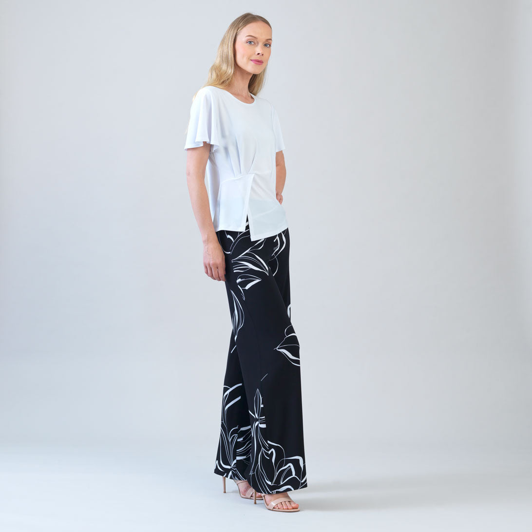 Flounce Sleeve Stitch Overlay Top - White | Clara Sunwoo Featured