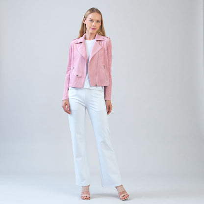 Soft Suede - Architectural Moto Jacket - Mauve | Clara Sunwoo Exclusive