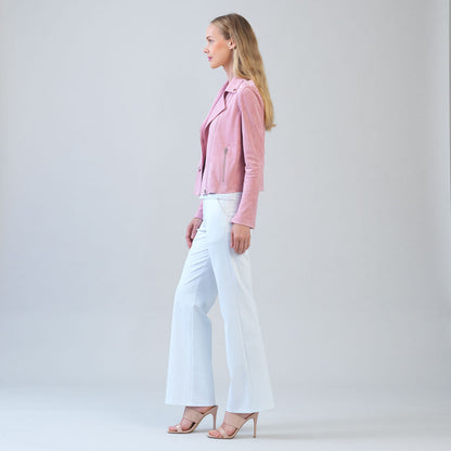 Soft Suede - Architectural Moto Jacket - Mauve | Clara Sunwoo Exclusive