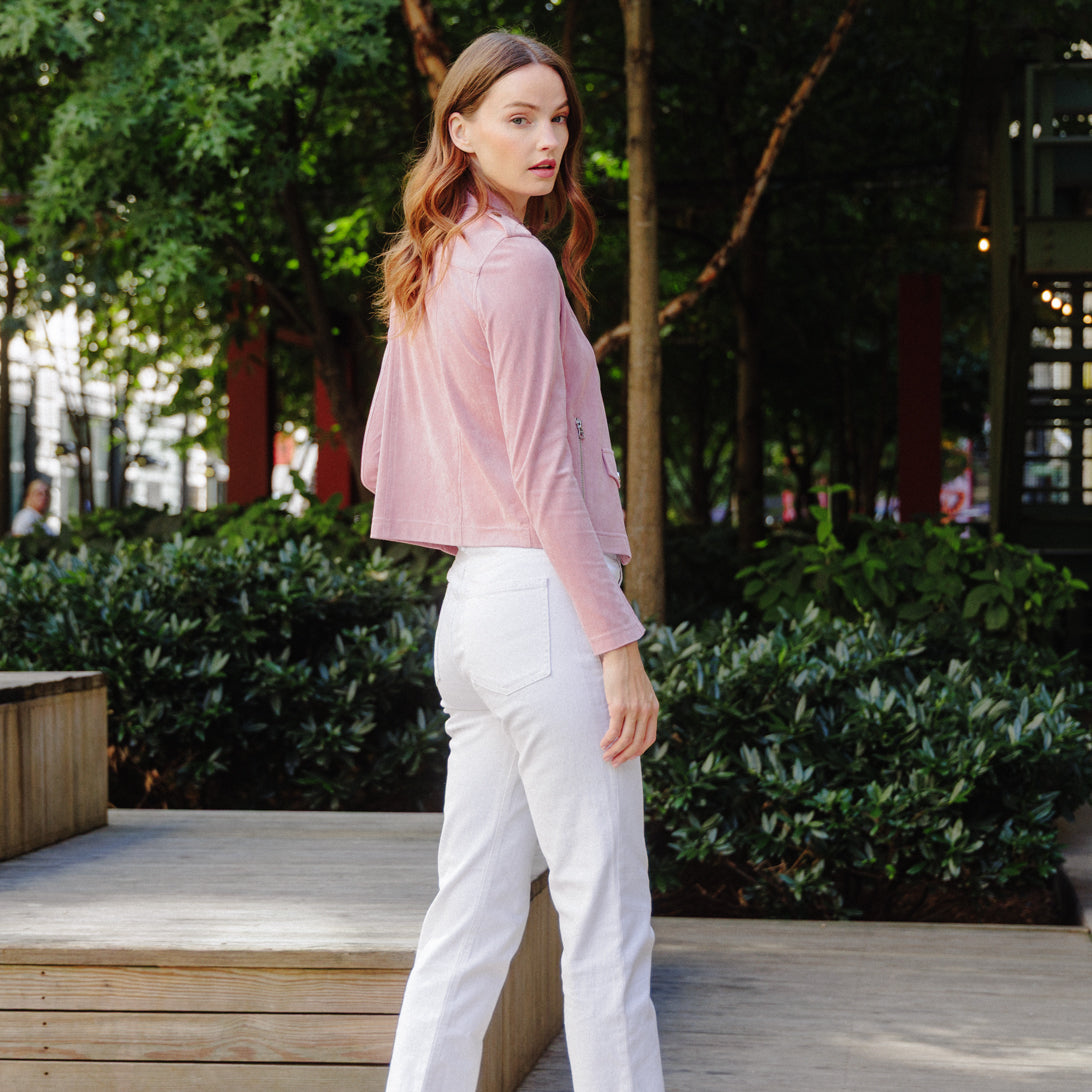 Soft Suede - Architectural Moto Jacket - Mauve | Clara Sunwoo Exclusive