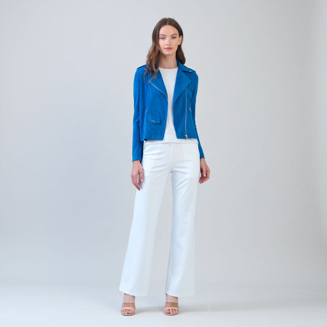 Soft Suede - Architectural Moto Jacket - French Blue | Clara Sunwoo Best Price