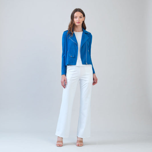 Soft Suede - Architectural Moto Jacket - French Blue | Clara Sunwoo Best Price