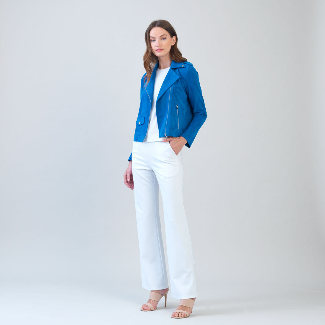 Soft Suede - Architectural Moto Jacket - French Blue | Clara Sunwoo Best Price