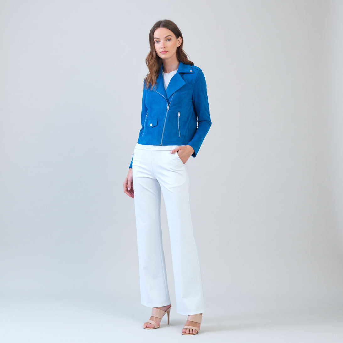Soft Suede - Architectural Moto Jacket - French Blue | Clara Sunwoo Best Price