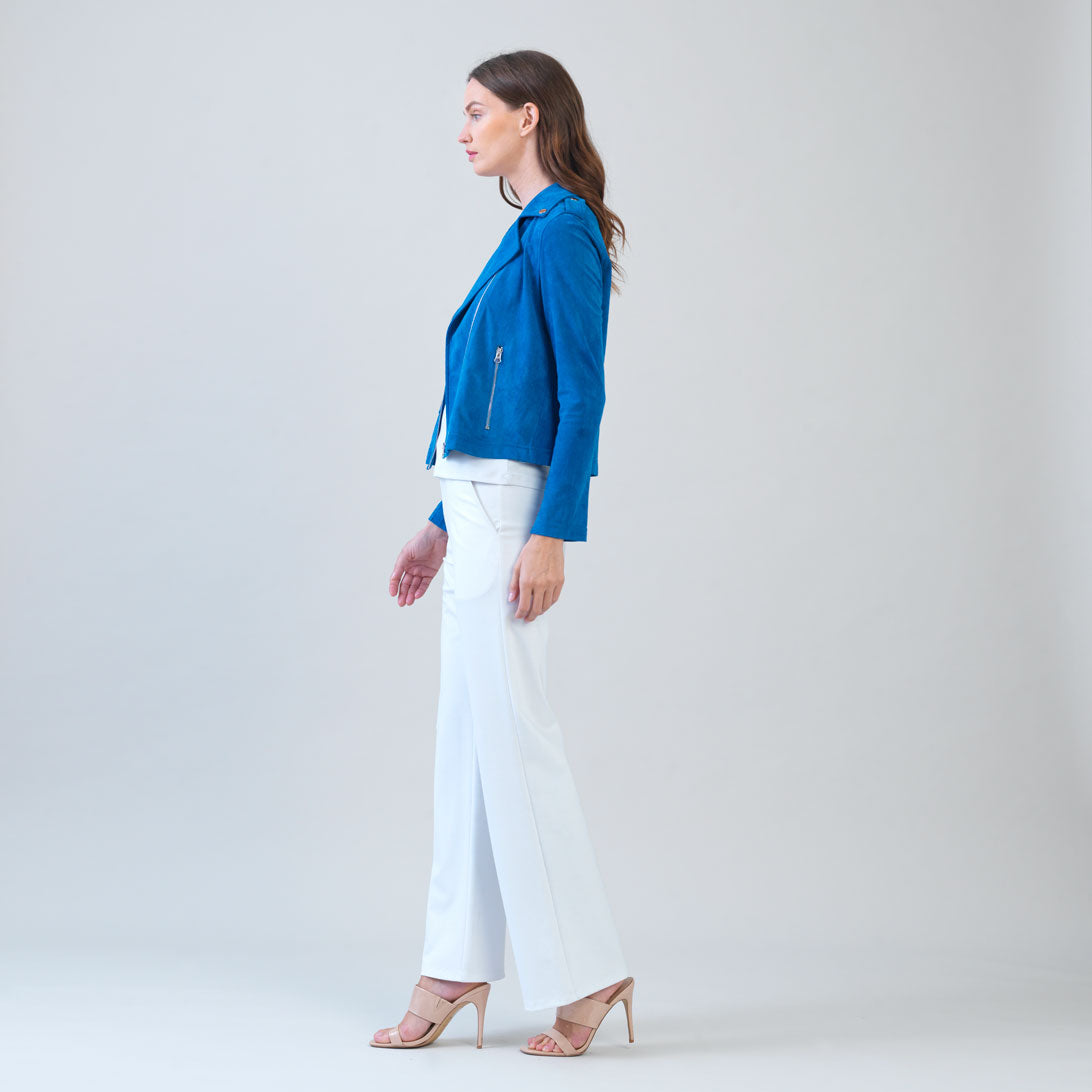 Soft Suede - Architectural Moto Jacket - French Blue | Clara Sunwoo Best Price
