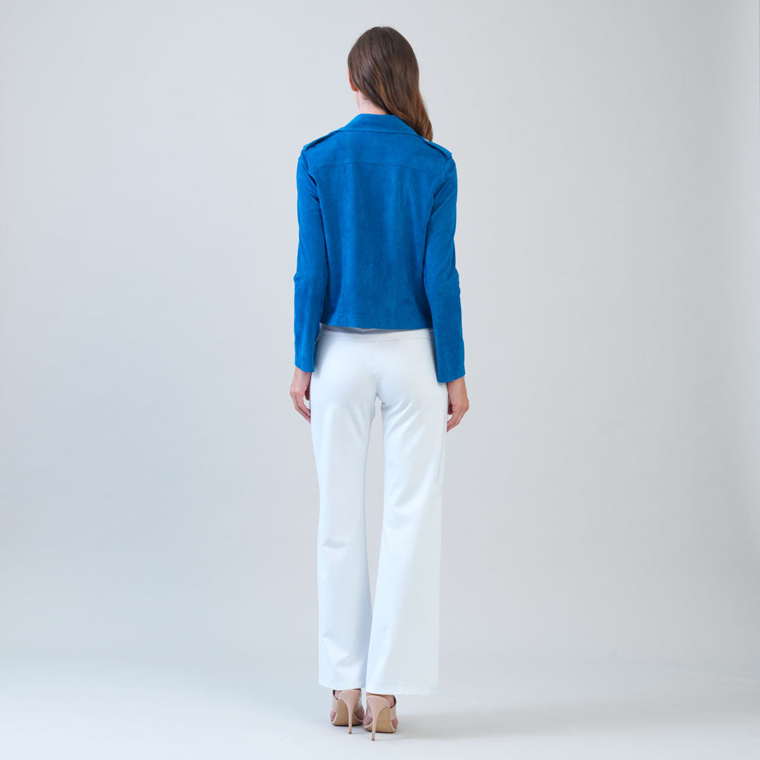 Soft Suede - Architectural Moto Jacket - French Blue | Clara Sunwoo Best Price