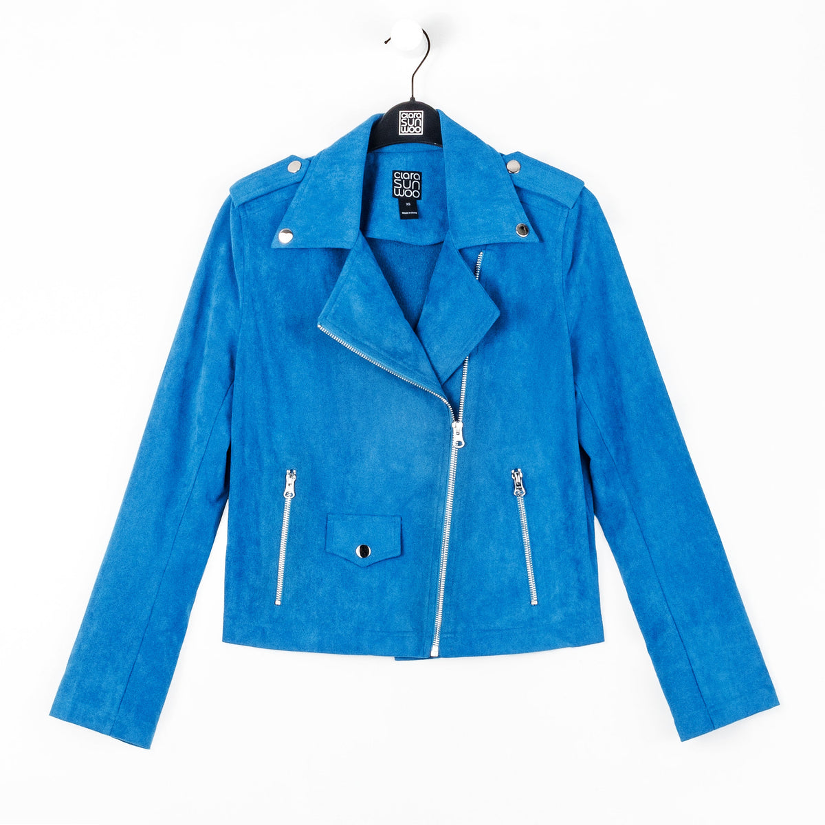 Soft Suede - Architectural Moto Jacket - French Blue | Clara Sunwoo Best Price