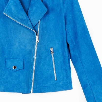 Soft Suede - Architectural Moto Jacket - French Blue | Clara Sunwoo Best Price