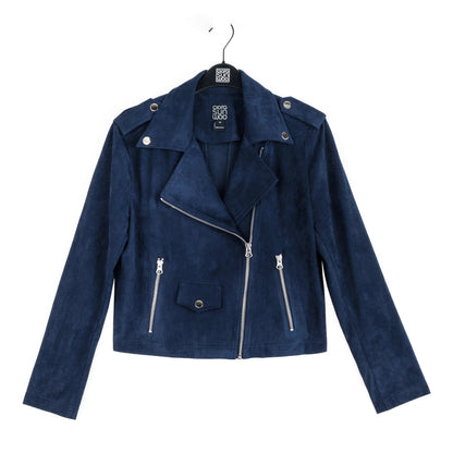 Soft Suede - Architectural Moto Jacket - Navy | Clara Sunwoo Best Seller