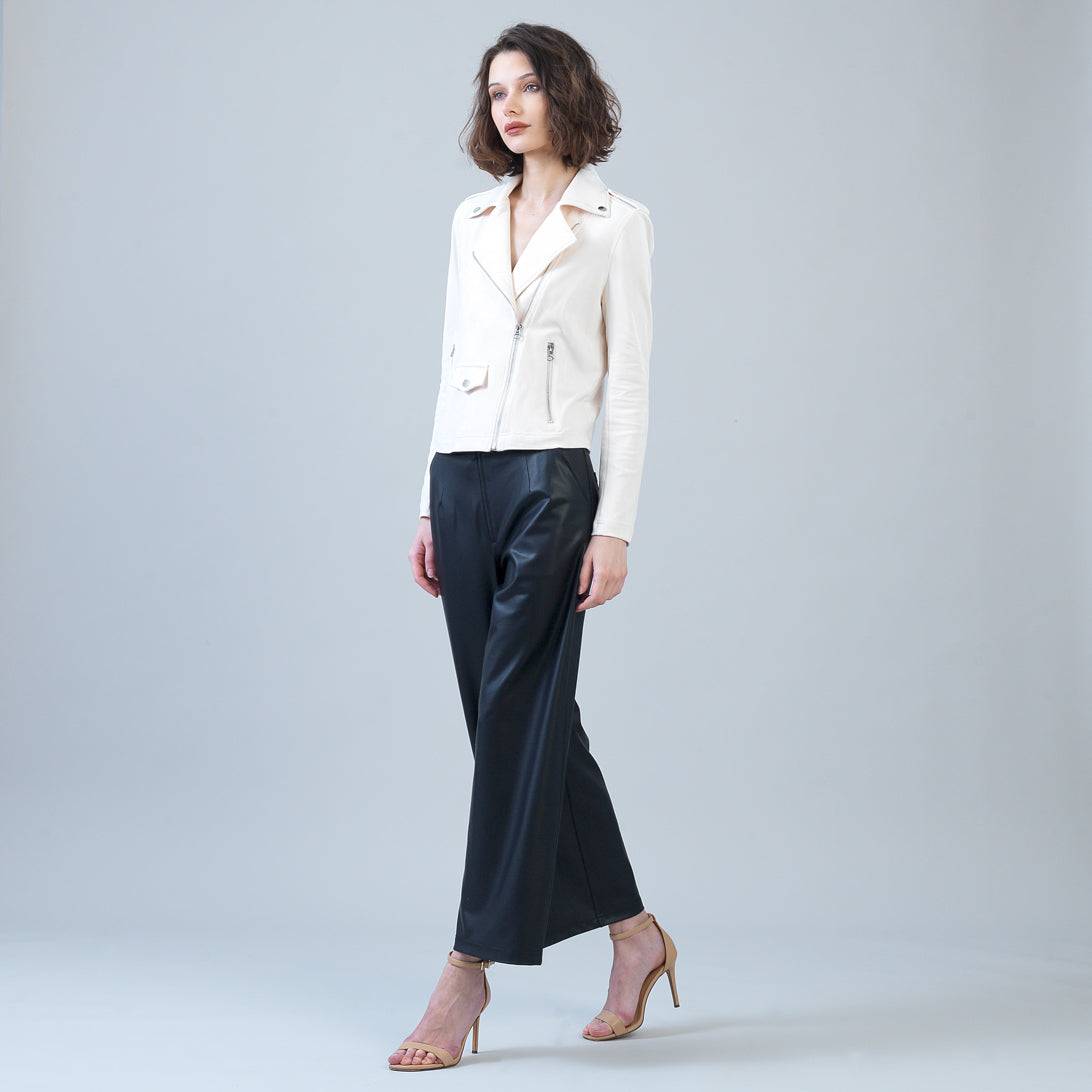 Soft Suede - Architectural Moto Jacket - Cream - Final Sale | Clara Sunwoo Quality