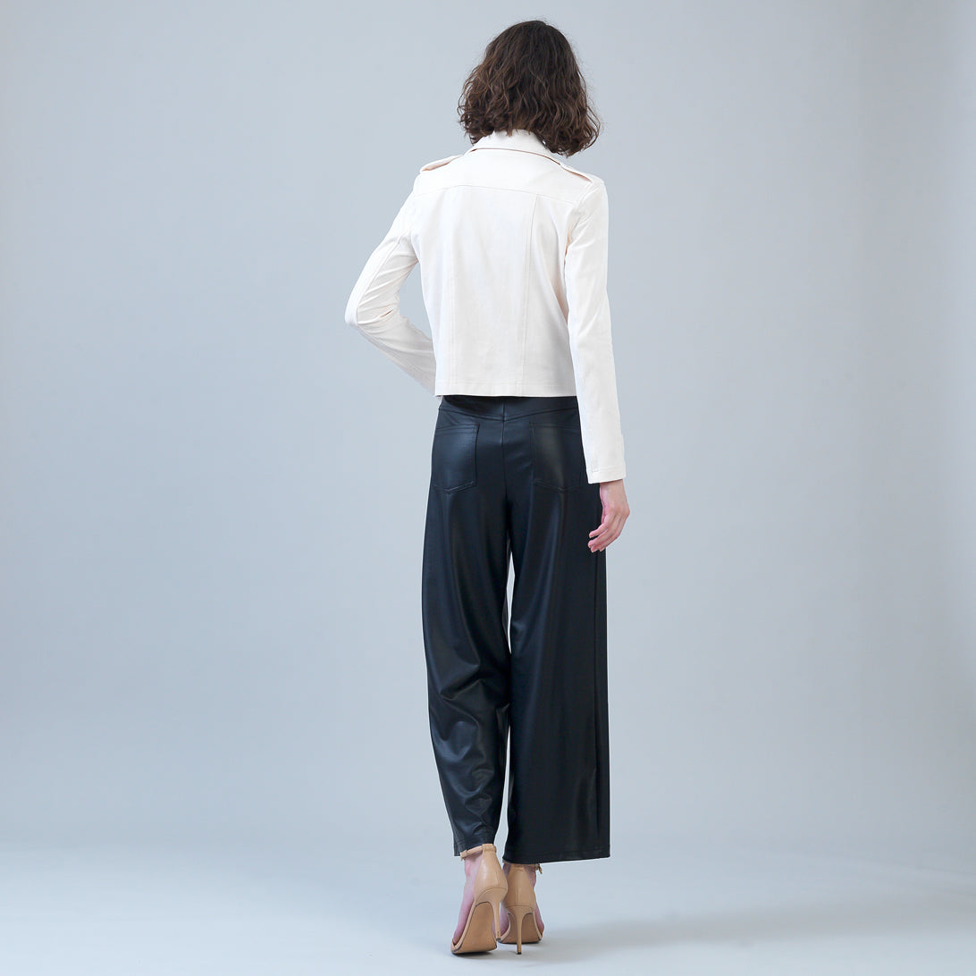 Soft Suede - Architectural Moto Jacket - Cream - Final Sale | Clara Sunwoo Quality