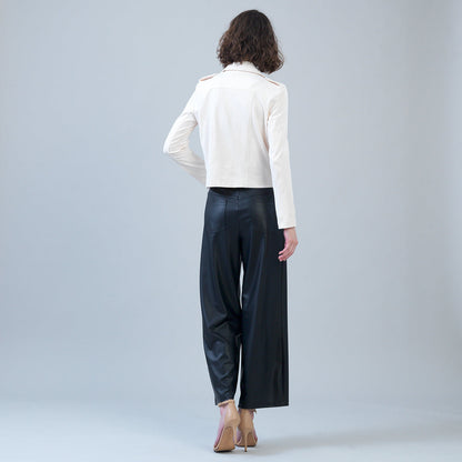 Soft Suede - Architectural Moto Jacket - Cream - Final Sale | Clara Sunwoo Quality