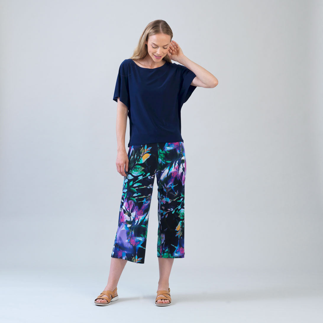 Caftan Flutter Sleeve Top - Navy | Clara Sunwoo Essential