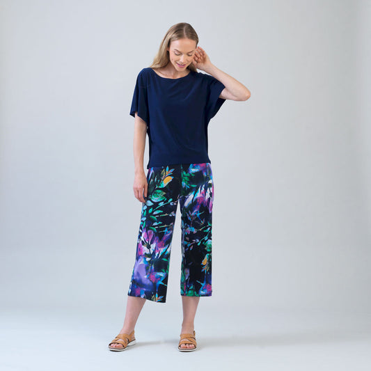 Caftan Flutter Sleeve Top - Navy | Clara Sunwoo Essential