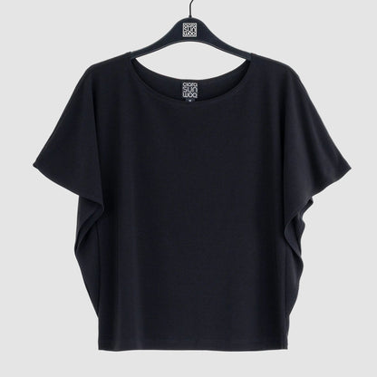 Caftan Flutter Sleeve Top - Black | Clara Sunwoo Quality