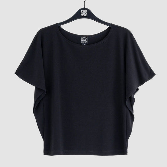 Caftan Flutter Sleeve Top - Black | Clara Sunwoo Quality