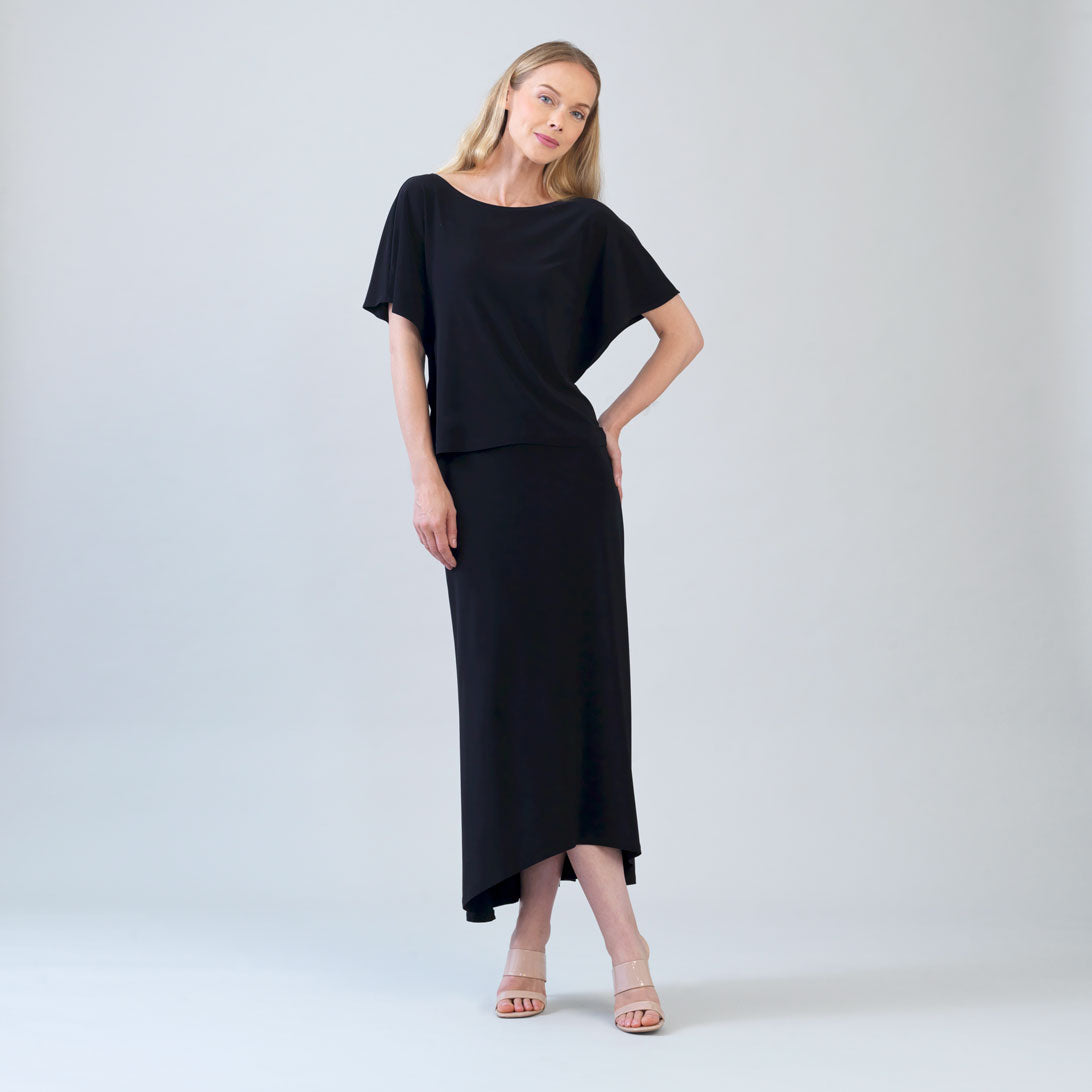 Caftan Flutter Sleeve Top - Black | Clara Sunwoo Quality