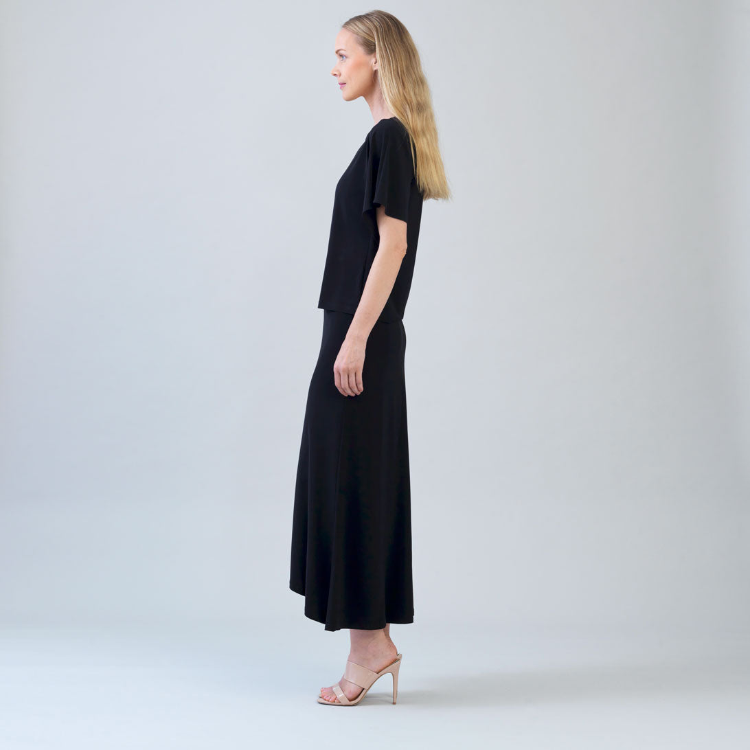 Caftan Flutter Sleeve Top - Black | Clara Sunwoo Quality