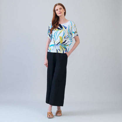 Caftan Flutter Sleeve Top - Floral Leaves - Final Sale | Clara Sunwoo Latest