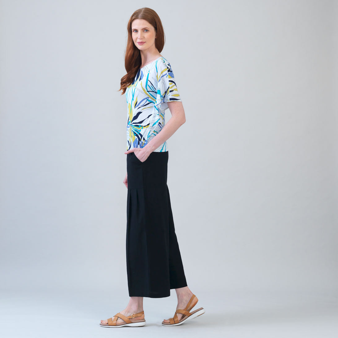 Caftan Flutter Sleeve Top - Floral Leaves - Final Sale | Clara Sunwoo Latest