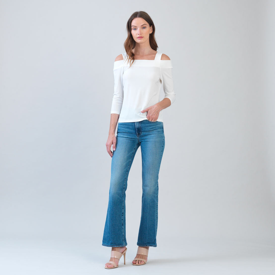 Signature Cold Shoulder Top - Ivory - Final Sale | Clara Sunwoo Customer Favorite