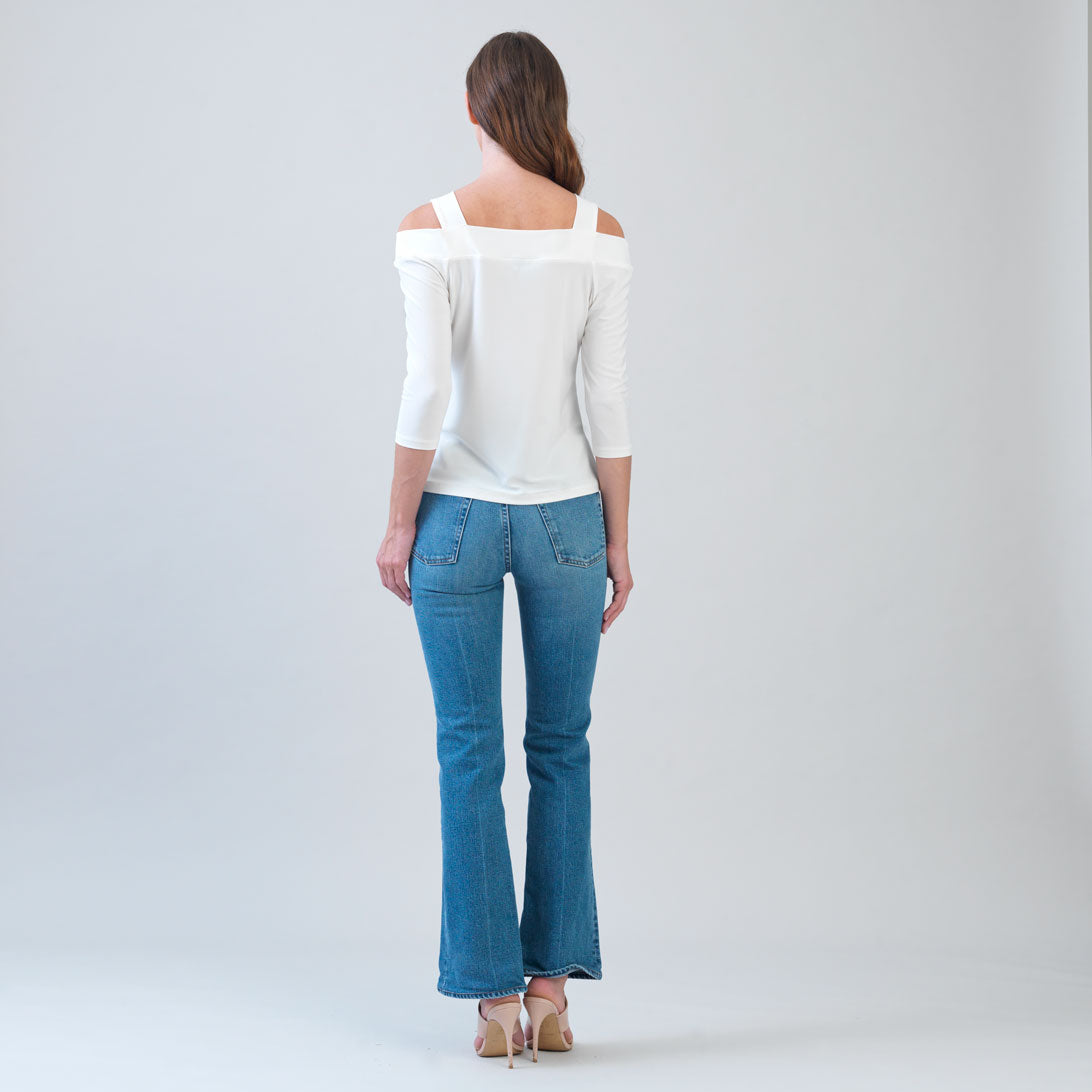 Signature Cold Shoulder Top - Ivory - Final Sale | Clara Sunwoo Customer Favorite