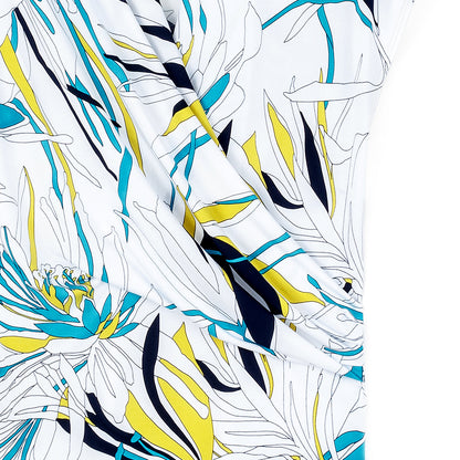 Cap Sleeve Surplice Crossover Top - Floral Leaves-White - Final Sale | Clara Sunwoo Featured