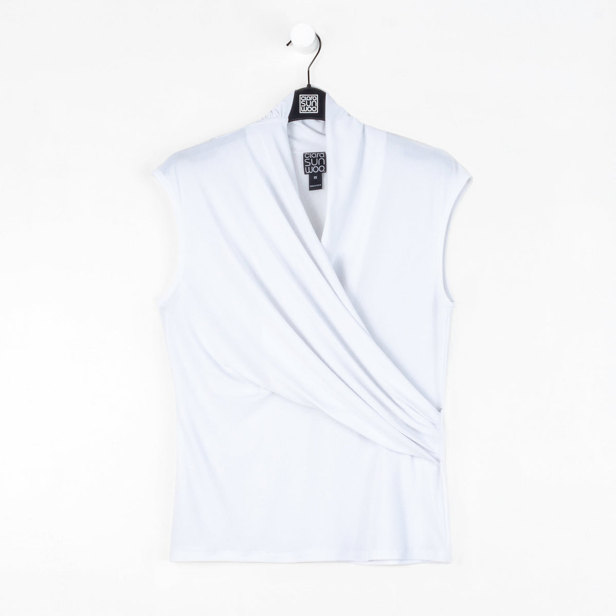 Cap Sleeve Surplice Crossover Top - White | Clara Sunwoo Trending