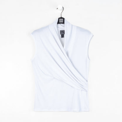 Cap Sleeve Surplice Crossover Top - White | Clara Sunwoo Trending