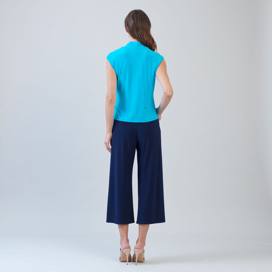 Cap Sleeve Surplice Crossover Top - Turquoise | Clara Sunwoo New