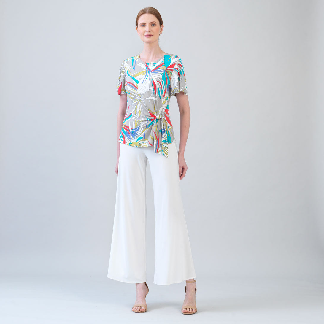 Flutter Sleeve Side Tie Waist Top - Floral Leaves - Final Sale | Clara Sunwoo Recommended