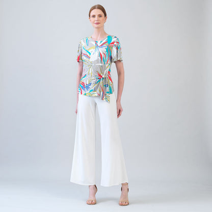 Flutter Sleeve Side Tie Waist Top - Floral Leaves - Final Sale | Clara Sunwoo Recommended