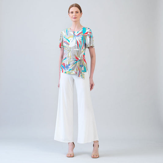 Flutter Sleeve Side Tie Waist Top - Floral Leaves - Final Sale | Clara Sunwoo Recommended