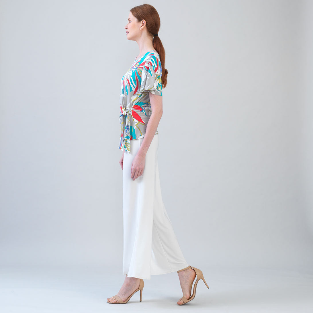Flutter Sleeve Side Tie Waist Top - Floral Leaves - Final Sale | Clara Sunwoo Recommended