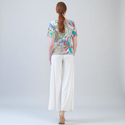 Flutter Sleeve Side Tie Waist Top - Floral Leaves - Final Sale | Clara Sunwoo Recommended