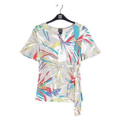 Flutter Sleeve Side Tie Waist Top - Floral Leaves - Final Sale | Clara Sunwoo Recommended