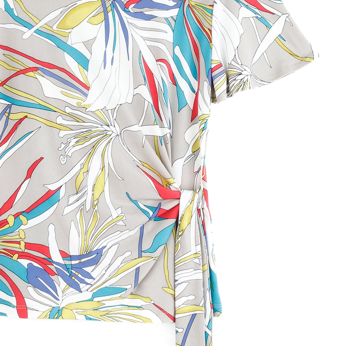 Flutter Sleeve Side Tie Waist Top - Floral Leaves - Final Sale | Clara Sunwoo Recommended