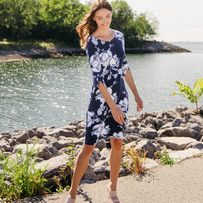 Tulip Cuff Back Tie Dress - Peony Blossom | Clara Sunwoo Latest