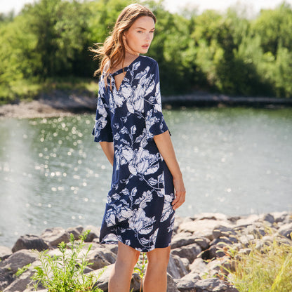 Tulip Cuff Back Tie Dress - Peony Blossom | Clara Sunwoo Latest