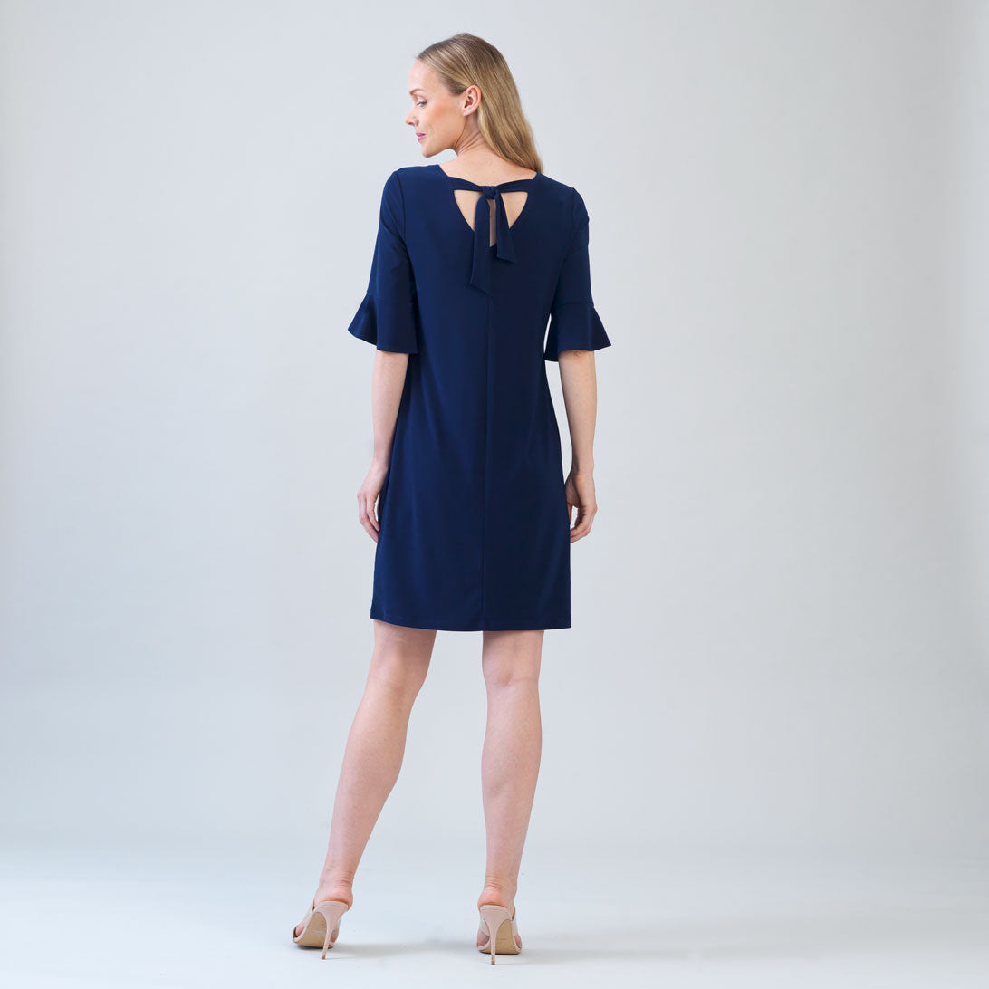 Tulip Cuff Back Tie Dress - Navy | Clara Sunwoo Discount