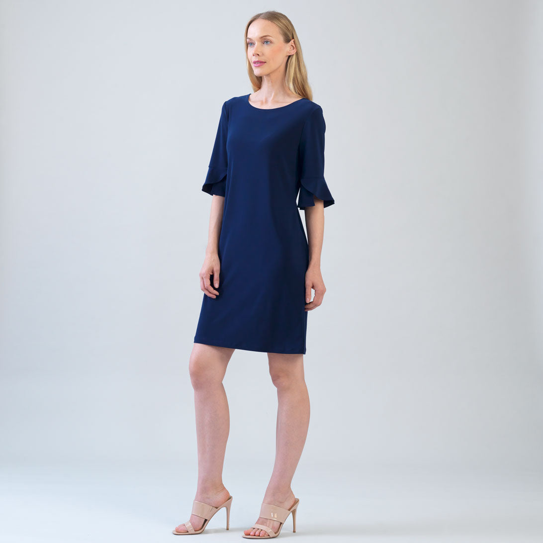 Tulip Cuff Back Tie Dress - Navy | Clara Sunwoo Discount
