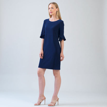 Tulip Cuff Back Tie Dress - Navy | Clara Sunwoo Discount