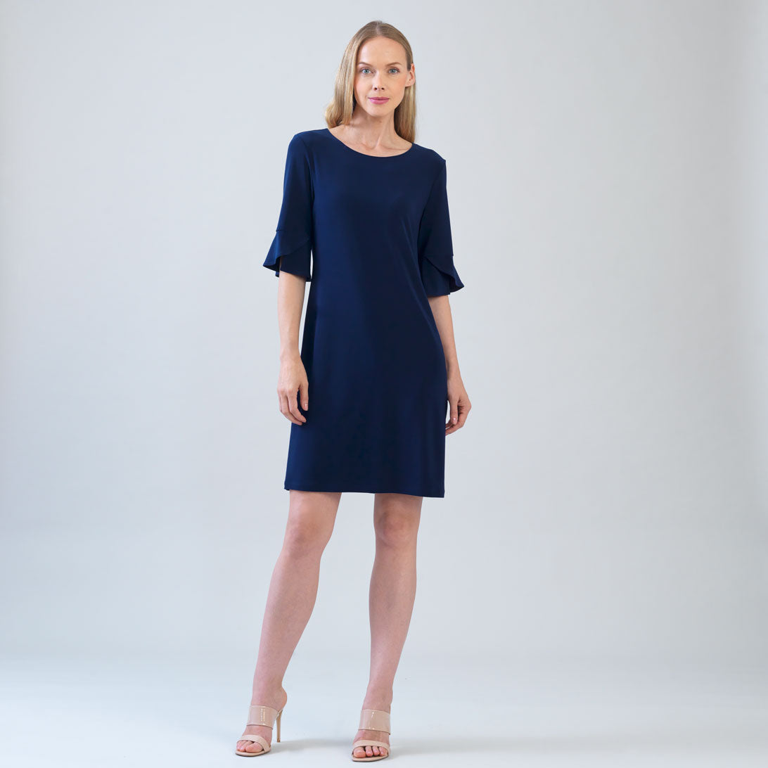 Tulip Cuff Back Tie Dress - Navy | Clara Sunwoo Discount