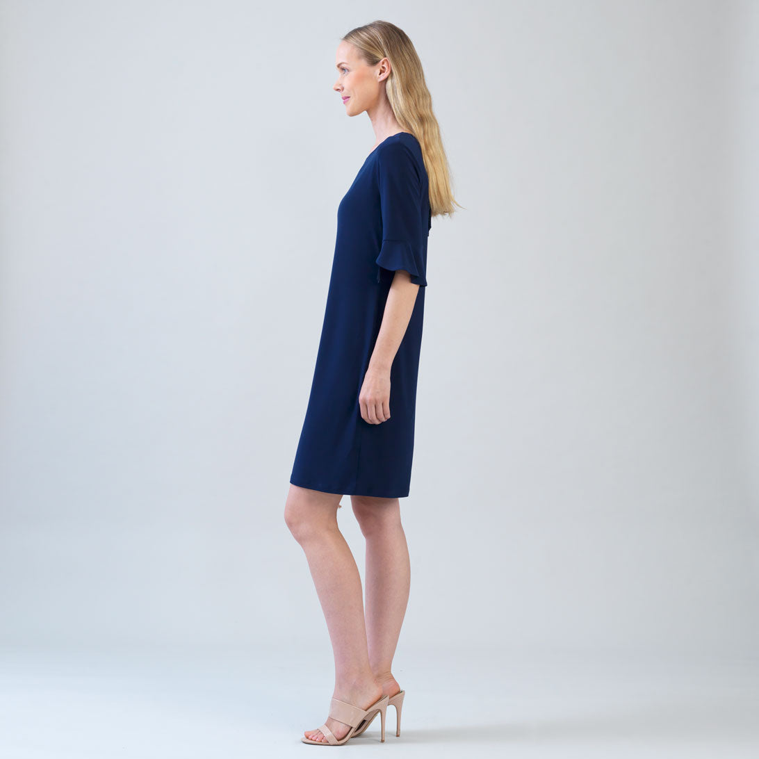 Tulip Cuff Back Tie Dress - Navy | Clara Sunwoo Discount